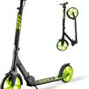 ZIFFY Scooter for Kids with Hand Brake, Foldable Kick Scooter for Ages 6-12, Lightweight Scooter for Boys with 4 Adjustable Heights, ABEC9 Bearings, Supports Up to 260 lbs (Black Green)