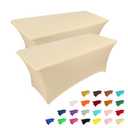 IVAPUPU 1 Pack 6FT Table Cloth for Rectangular Fitted Events Stretch Champagne Table Covers Washable Spandex Tablecloth Protector for Party, Wedding, Cocktail, Banquet, Festival