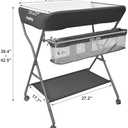 Baby Changing Table with Wheels, Maydolly Portable Adjustable Height Folding Diaper Station with Nursery Organizer & Storage Rack for Newborn Baby and Infant (Dark Grey)