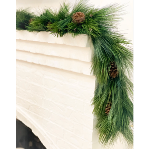 Cabilock Realistic Artificial Pine Needle Garland Long Needle Pine Greenery Decor for Mantle Table Wall Christmas Holiday Reusable Faux Evergreen Stem Decoration 5 Pack