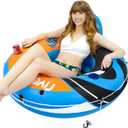 2025 New & Upgraded Sunlite Sports Heavy Duty River Tube Inflatable, Premium Water Float to Lounge Above Lake and River, Outdoor Water Raft Sport Fun, Recreational Use (2) Orange Sunshine Adult Large)