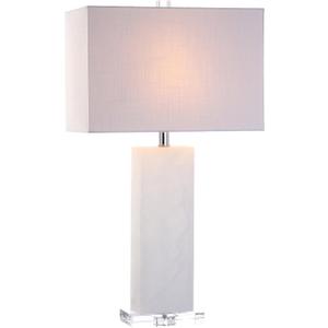 JONATHAN Y Tiggie 27" Alabaster Table Lamp, White Alabaster/Clear