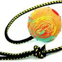 Dingo Nubby Dog Ball - Fully Rubber-Filled, with 60 cm Long Rope - Suitable for Fetching, Dog Sports, Agility, Playtime - Medium Size - Random Colour