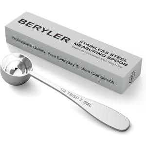 1PCS 1/2tbsp(1.5tsp, 7.5 ml) Single Measuring Spoon, Stainless Steel Individual Teaspoon, Metal Measure Scoop with Gift Box