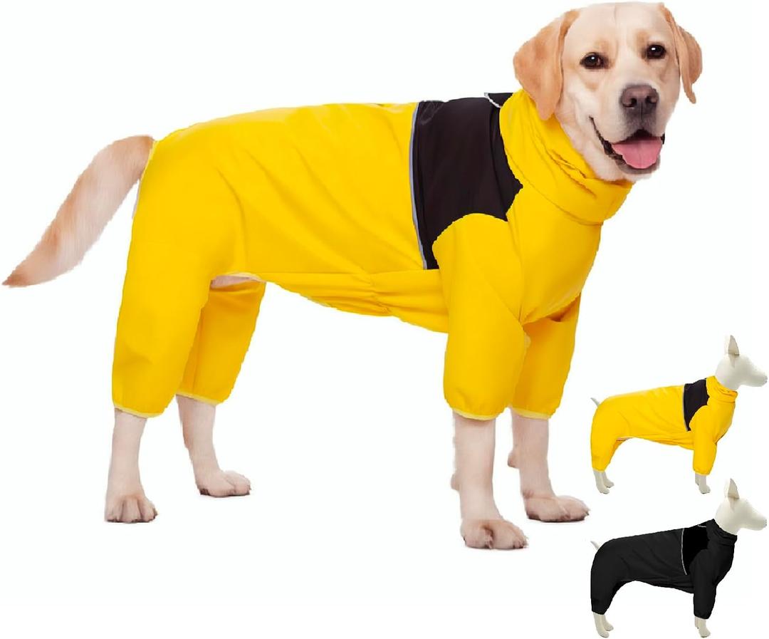 Dog Raincoat,Waterproof Windproof Rain Jacket,All-Weather Jacket,for Small Medium Large Extra Large Dogs (Yellow, Large)