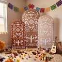 3 Pcs Mexican Cielito Lindo Arch Backdrop Cover 4ft 5ft 6ft 2-sided Stretchy Arch Stand Covers for Mexico Talavera Wedding Birthday Baby Shower Party Decor (Only Cover)