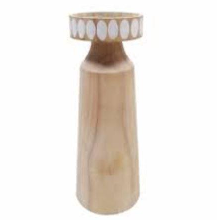 ND 10 IN WOOD CANDLE HOLDER