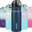 BJPKPK Insulated Water Bottle 18oz Stainless Steel Water Bottles with Straw and Carry Handle Double Wall Metal Thermal Flask,Navy Blue