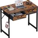 Pamray 32 Inch Small Computer Desk with 2 Drawers for Bedroom Study Writing Home Office Table for Small Spaces Vintage