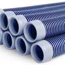 POOLWHALE Professional Swimming Pool Vacuum Cleaner Hose -1.5 8 Piece Hoses, Perfect Vacuum Extension/Replacement - Compatible with all Major Automatic Pool Cleaners (Gray - Blue)