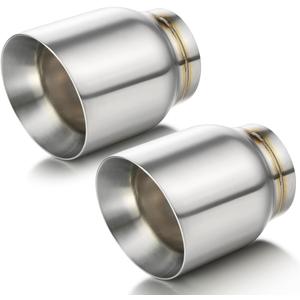 A-KARCK Exhaust Tip 3" Inlet Dual Wall, Double Wall Car Tailpipe Tip 3" Inlet 4" Outlet 5" Overall Length Weld On Decorate Car Tailpipe 2 Pack