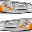 for 2001 2002 2003 2004 2005 2006 Dodge Stratus Headlight Compatiable with 2001-2003 Chrysler Sebring Chrome Housing Amber Reflector Headlamp Replacement Driver and Passenger Side