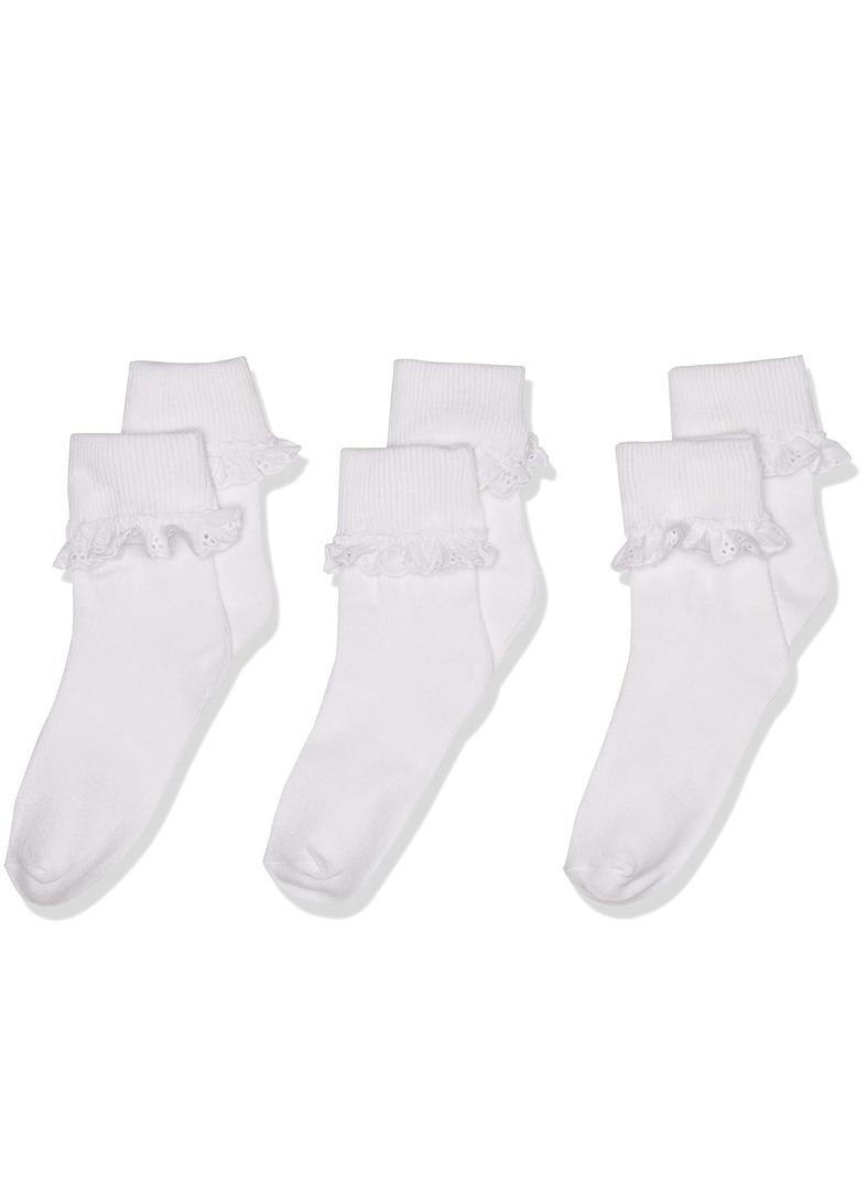 Jefferies Socks Girl's Eyelet Lace Socks 6 Pair Pack (Size 5-7Y)