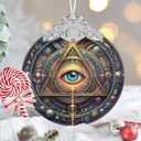 Christmas Ornaments, 3" Stained Glass Christmas Decor, Ornaments for Christmas Tree, Christmas Tree Decorations, Gifts for Women Men, Perfect for Holiday Party, Window, Tree, Home Decor - Wisdom Eye