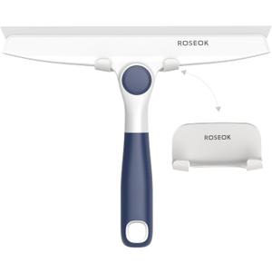 ROSEOK Shower Squeegee, Silicone Squeegee for Glass Doors with Hook, 10 inches