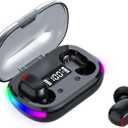BD&M Wireless Earbuds, HiFi Digital LED Display Stereo Gaming Earbuds Bluetooth Headphones, TWS Wireless Earphones in-Ear Ear Buds, for Gaming, Workout, Sports, Work, Running, Gym