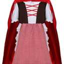Little Red Riding Hood Costume Dress Cape Cloak Outfit Girls Kids Halloween Cosplay Party Fancy Dress Up Props (110 (3-4 years))