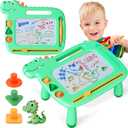 Toddler Toys 2-3, Dinosaur Magnetic Drawing Board Toys for 1 2 3 Year Old Boy Girls,Colorful Magna Sturdy Doodle Board Kids Toys, Etch Sketch Educational Toys for Toddlers 1-3 Easter Birthday Gifts (Green Dinosaur)