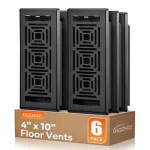 Floor Register 4x10, Heavy Duty Walkable Steel Floor Vent Covers, Ease Adjust Air Flow Direction Floor Registers, Black Floor Vents，Boston Design Air Vents for Home