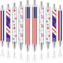 30 Pcs American Flag Pen Patriotic Retractable Decorative Pens for Independence Day 1.0mm Black Ink USA Bulk Ballpoint Pens Stationary Supplies for Office Party Gifts