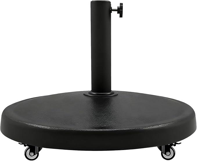 T&Jero 44 lb Round Heavy Duty Patio Market Umbrella Base Weight Stand with Wheels for Outdoor, Black