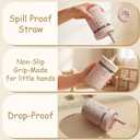 Fimibuke Toddler Cups Spill Proof, 8 OZ Sippy Cups for Kids Girl Boy, Leak Proof Stainless Steel Tumbler with Lid, Silicone Straw & Sleeve, BPA Free Dishwasher Safe Water Bottle Snack Container 2 Pack  Khaki/Beige, 8 Ounces