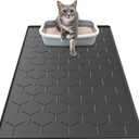 Silicone Cat Litter Trapping Mat, Large Waterproof 34" X 22" Cat Litter Box Mat, Easy to Clean, Black