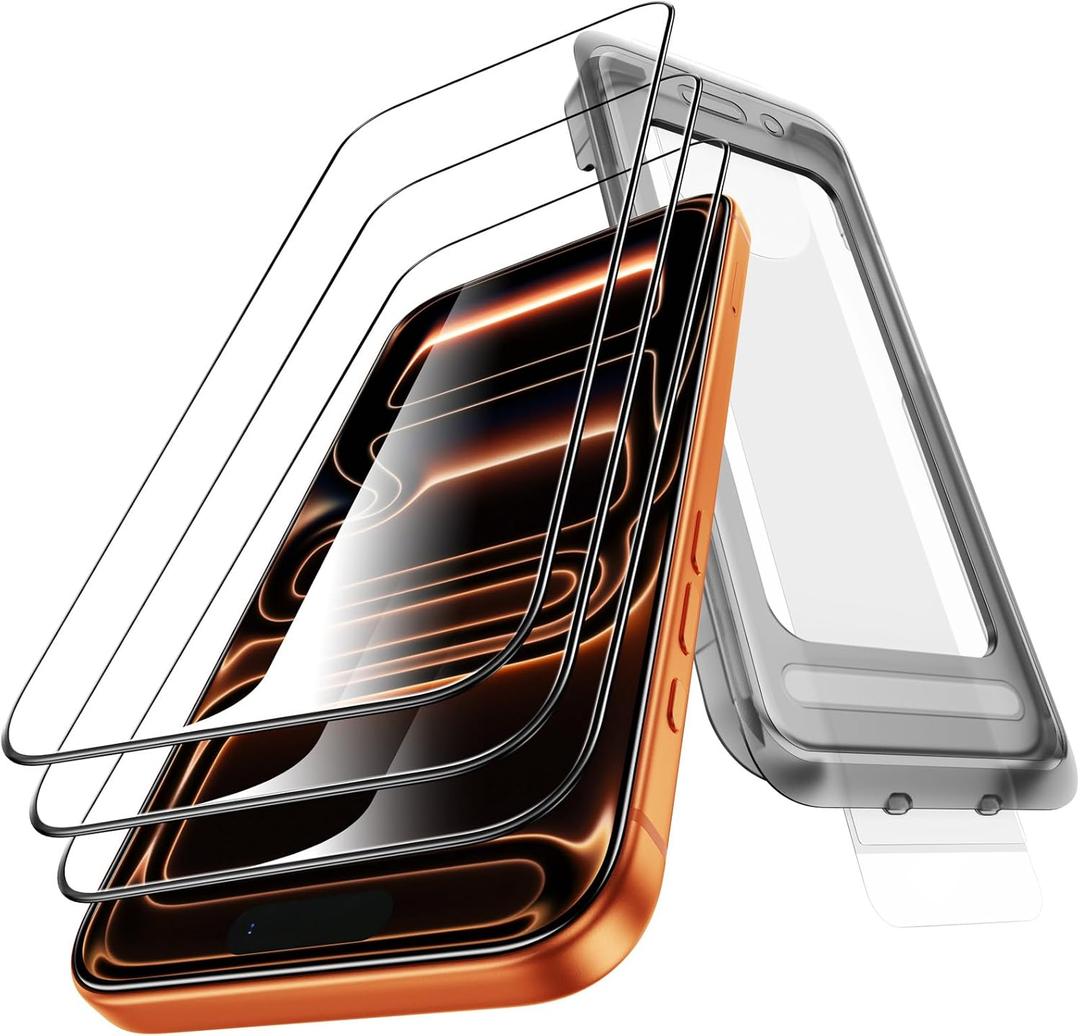 for iPhone 17 Pro Screen Protector, 3 Pack, Military Grade Shatterproof, [Full Coverage] [Scratch Resistant] 9H+ Hardness Tempered-Glass Film, HD Clear, 6.3 inch
