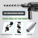 1-1/2 x 18 inch Auger Drill Bit for Wood, Hex Shank, 2 Flutes, Stainless Steel, Black Oxide Finish, Perfect for Wood Working and DIY Projects