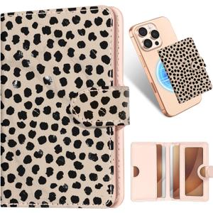 Shorogyt for Magnetic Phone Wallet Compatible with Magsafe Card Holder - Luxury Slim Leather Mag Wallets for Women Fit 4 Cards, for iPhone 17/16/15/14/13/12 Series for Apple RFID Magnet, Almond Latte