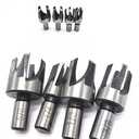 8Pcs Wood Plug Cutter Drill Bit Set, High Carbon Steel Titanium Coated Woodworking Chamfer Drill Bits Straight and Tapered Taper 6mm/ 10mm/ 13mm/ 16mm Woodworking Tool Set