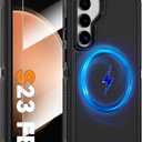 Magnetic Case for Samsung Galaxy S23 FE 5G [Compatible with Magsafe] [Glass Screen Protector] [Dual Layer Military-Grade Protection] Heavy Duty Shockproof Cover for Samsung S23 FE 6.4 inch, Black
