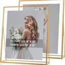 Gold Floating Picture Frame Set of 2, Glass Pressed Flower 8x10 Picture Frames, Tabletop Standing Large Lace Edge Gold Floating Frame for Photo Display