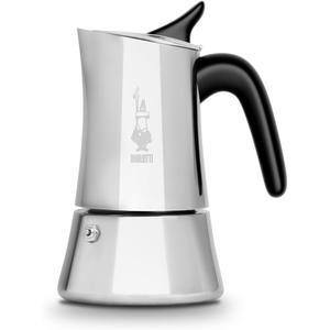 Bialetti Moon Exclusive Induction Stainless Steel Moka Pot, Stovetop Espresso Maker, Italian Coffee Maker, 6 Espresso Shots, (7.9oz - 235 ml), Compatible with All Stovetops, Silver