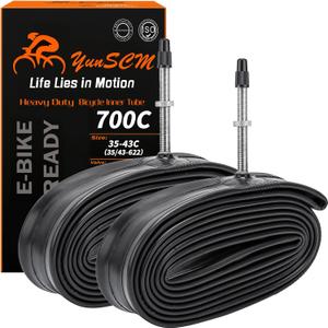 700C Heavy Duty Bike Tubes 700x35C/38C/40C/43C FV48 Presta Valve (35/43-622) 700C Bicycle Inner Tubes Compatible with 700 x 35C 700x36C 700x37C 700x38C 700x40C 700x42C 700x43c Bike Tire Tubes 2-PCS