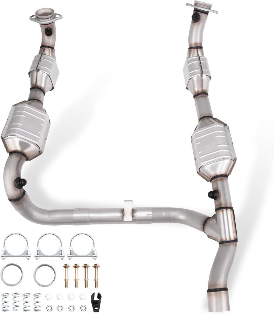 Catalytic Converter Kit Compatible with F-150 1999-2003 5.4L, F-250 F250 1999 5.4L (Dual Conv. System)4WD, Transmission code 4R70W, Reference OE: 30476 30477 645467 EPA Compliant