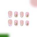 2 x Flower Press on Nails French Tip Fake Nails Short Almond Glue on Nails Cute Floral Acrylic Nails Nude Pink False Nails with Design Spring and Summer Nails Press on Full Cover Stick on Nails for Women