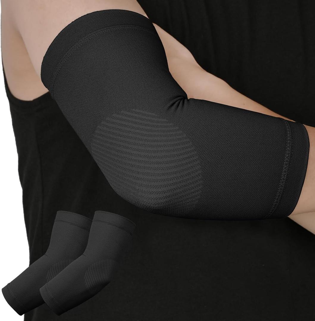 TOFLY Elbow Braces & Compression Sleeves for Tendonitis, Tennis Elbow, Golfer's Elbow, Weightlifting, Arthritis Pain Relief -Adjustable Support for Men & Women, Ideal for Workouts & Sports (4X-Large: 11.8" - 13.4" Elbow Circumference, Black)
