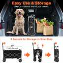 Wagons Carts Foldable, Collapsible Folding Wagon, Portable Folding Wagon Cart with Wheels, Outdoor Utility Carts for Groceries, Camping, Sports, Shopping, Black 27"D x 17.3"W x 46.5"H