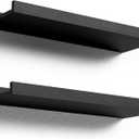 Boswillon Floating Shelves Wall Mounted Set of 2, Modern Black Wall Shelves for Storage with Lip, Display Picture Ledge Shelf for Wall Decor Bedroom Living Room Bathroom Kitchen