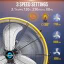 Tornado 24" High Velocity Drum Fan - Heavy Duty Metal Fan for Commercial & Industrial Use, 7700 CFM, 3 Speeds, 1/3 HP, 8 FT Cord, ETL Safety Listed
