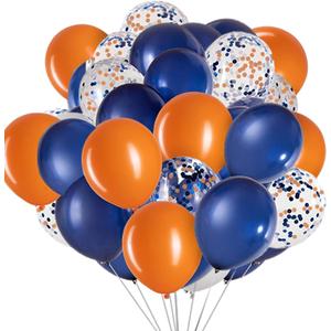 12 Inch Orange Blue and Confetti Balloons, for Weddings Birthdays Bridal Shower Decorations Graduation Party Decorations 3 Style, Pack of 50