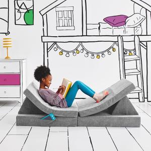 YOURIGAMI Kids and Toddler Play Couch, Convertible Folding Sofa, Durable Foam Modular Design, Mountain Gray, 3076070