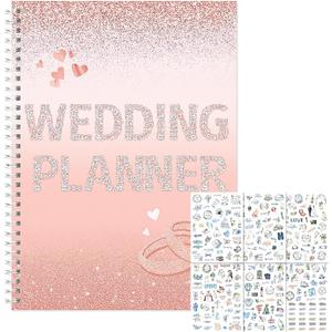 Wedding Planner Engagement Gifts: 12-Month Checklist Organizer with Budget Tracker & 273 Planning Stickers - Bridal Shower Set for Brides-to-Be Gifters