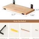 Oak Floating Shelves 12 inches Floating Wood Shelf Wall Mounted with Lip Brackets for Bedroom Living Room Kitchen Bathroom Rustic Wall Storage Shelves (Upgrade Width 6")