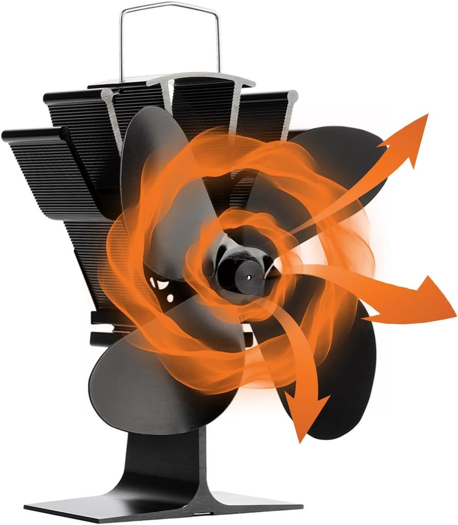 Wood Stove Fan Heat Powered - Fireplace Fan, Wood Stove Accessories 4 Blades Heat Powered Fan, Woodstove Fan Non Electric for Gas/Pellet/Wood Log Burner Stove by Underwood Aggregator