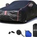 Car Cover Waterproof All Weather, All-Around Fastening 60s Quick-Install, 4 Upgrades for Sedans 186in-193in Car Cover
