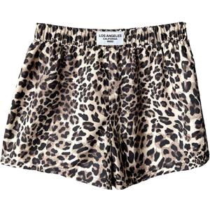Girl's Leopard Print Casual Shorts Y2K Letter Patched Elastic Waist Summer Mini Shorts (Coffee Brown)
