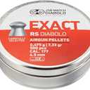 JSB Diabolo Exact RS Air Gun Pellets .177 Cal, 7.3 Grains, 500ct, Gray (546307-500)