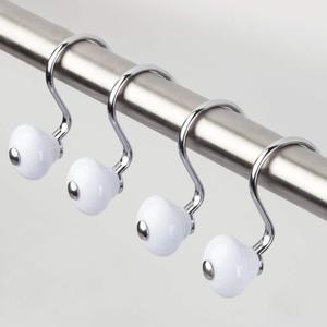 iDesign York Metal Curtain, Rust Resistant Shower Hooks Rings for Kid's, Guest, Master Bathroom, Set of 12, White and Chrome, 12 Count